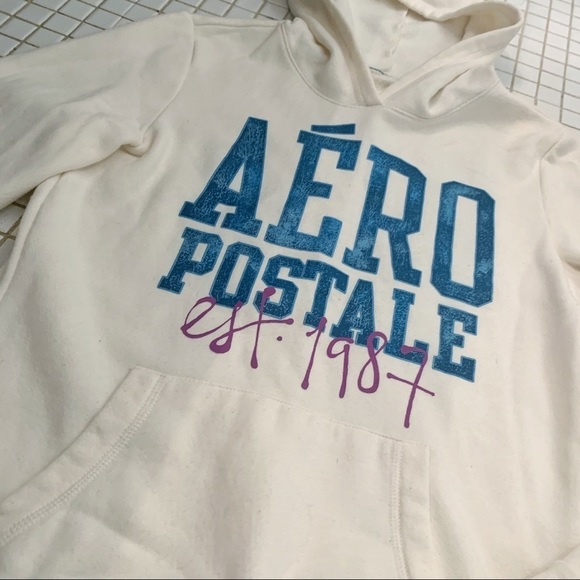 Aeropostale White Cozy Pullover Sweatshirt Hoodie - Picture 5 of 6